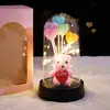 Flor de Rosa con Lámina de Oro en Cubierta de Cristal Muñeca Luminosa Flor Eterna Decoración para San Valentín, Navidad, Regalo para Novia o Esposa