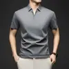 Camisa Polo de Negocios con Cuello Nuevo para Hombre, Moderna y Casual, Manga Corta de Seda de Hielo, Secado Rápido de Nailon, Camiseta Multicolor, Alta Calidad