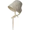 Sombrero de Pescador Rayado para Mujer de Verano, Sombrero con Protección Solar para Adelgazar la Cara, Sombrero de Cubo Versátil Estilo Francés, Sombrero de Viaje Moderno