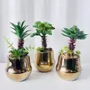 Estilo Luxo Leve Árvore Pequena Banhada a Ouro, Planta Verde Artificial, Decoração de Mesa para Casa, Escritório, Restaurante, Hotel, Pequeno Ornamento
