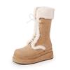 Botas de Nieve de Forro Completo de Pelo de Caña Alta Versátiles Personalizadas de Fábrica para Mujer Botas de Algodón Cálido Espesadas de Terciopelo Nuevas