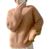 Suéter de Cashmere Sintético de Pelo de Vison Feminino Outono e Inverno Espessado Pulôver Inverno Estilo Solto Preguiçoso Top de Mohair com Decote em V