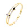 Moda Coreana Lujo Ligero Pulsera de Acero Inoxidable de Alta Gama Chapada en Diamantes Negro y Blanco Doble Pulsera de Trébol de Cuatro Hojas para Mujer