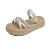Sandalias de Uso Bidireccional para Mujer 2026 Nueva Moda de Verano Tira con Pedrería Sandalias de Suela Gruesa para Combinar con Faldas Zapatos de Playa