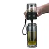 Separación de Agua y Té Taza de Té Gran Capacidad Vidrio de Doble Capa Termo Taza de Agua Portátil para Hombres