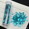 Frasco Ecológico com Glitter Dourado Colorido Misturado com Fragmentos de Concha e Lantejoulas Estrelas de Cinco Pontas Multicores para Decorações DIY de Nail Art