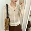 Cardigan suéter verde floral tridimensional para mulheres, novo modelo outono 2026, jaqueta de malha de outer wear estilo coreano extremamente estilosa