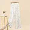 Pantalones Rectos de Modal con Estampado Nuevo para Mujer, Pantalones Largos de Verano con Flecos, Pantalones Sueltos Casuales para Dormir, Pantalones Versátiles Adelgazantes para Casa