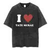 Camiseta de Merchandising de la Gira del Álbum Greedy de Tate Mcrae Unisex Moda Retro Lavada Manga Corta Camiseta Oversize