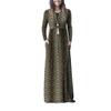 Comercio Exterior Amazon Vestido Costuras Estampado Leopardo eBay Manga Larga Estampado Leopardo Negro Entallado Vestido Largo YY0001