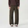 Calça casual de sarja 100% algodão estilo americano, desconstruída, com fenda, para homens, outono, cleanfit, calça de trabalho versátil para o trajeto