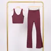 Conjunto de Chaleco Lulu U y Pantalones Acampanados, Ajustado con Cuello Alto, Cremallera Dorada Elástica, Conjunto para Fitness Yoga