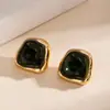 Pendientes Cuadrados Estilo Retro Hong Kong Francés Diseño de Nicho Pendientes de Botón Estilo Frío Moda Versátil Pendientes de Lujo Ligero Estilo de Lujo Ligero