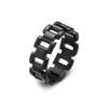 Anillo de correa en forma de I de acero de titanio creativo europeo y americano, diseño de industria pesada, nuevo anillo de acero inoxidable de cadena cuadrada exagerada