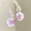 Pendientes Asimétricos de Flor de Corazón Rosa Dopamina de Verano, Personalidad Única de Nicho, Sensación de Alta Gama, Pendientes Súper Hermosos