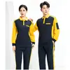 Camiseta de trabajo de color bloqueado con cuello y bolsillos, de manga larga, adecuada para entrega, logística y talleres de reparación de automóviles, con posibilidad de impresión de logotipo