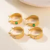 INS Pendientes de hilo de tendencia retro europea y americana nicho no se decoloran oro de 18k incrustado cuadrado blanco circón pendientes de costilla