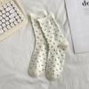 Calcetines de algodón con diseño de puntos ondulados para mujer, de media caña, para las cuatro estaciones, estilo japonés, rizados, con orejeras para primavera y otoño, para estudiantes.