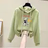 Suéter com Capuz Espesso Forrado com Lã Feminino Outono e Inverno 2024 Novo Inverno Pequeno Dopamina Wear Moletom Top