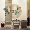 Papel de parede de estilo chinês moderno com rima antiga, papel de parede de parede de fundo animado estilo chinês, tecido de parede com pintura tridimensional de flor de magnólia, peônia, pássaro