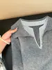 ¡SOL! Camisa de retazos gris con cuello polo, suéter de dos piezas falso para mujer, tejido elegante de otoño 2026 para commuting