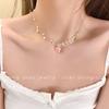 Sakura Tree Pink Girl Heart Sweet Clavicle Chain Pequeno Fresco Mori Super Fada Flor Colar Colar Corrente de Pescoço