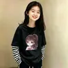 Camiseta de manga larga para niña 2026 nuevo estilo de otoño, top a rayas de algodón puro elegante y lindo con un diseño de dos piezas simulado