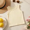 Camiseta Regata de Algodão Puro com Lycra para Meninas, Camisola Fina Respirável, Top Versátil Confortável para Meninos e Meninas Jovens, Verão Classe A