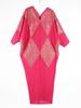Vestido plisado de moda transfronteriza para mujer, nuevo, elegante, de alta gama, con escote en V, mangas de murciélago bronceadas, suelto, talla grande, vestido largo