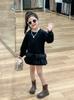 Roupas infantis da Coreia do Sul, saia suéter para meninas, outono 2024, estilo ocidental, bainha de pétala dupla, costura, vestido de bolo tutu