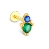 Pendientes Perforados de Plata de Ley S925 con Cierre Plano y Delicado Circonita de Colores, Estilo Europeo y Americano, Accesorios Únicos y Elegantes para las Orejas