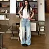 Calça Jeans Feminina de Cintura Alta Rasgada com Efeitos de Bigode, Tendência de Outono Versátil Novo Design Retro Perna Reta Emagrecedor Perna Larga