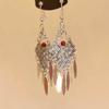 Brincos Novos de Borla com Contas Chinesas da Garota Miao Jiang Brincos de Metal Vazado com Gancho de Orelha Estilo Étnico Retrô Estilo Xizang para Mulheres