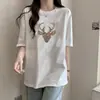 Camiseta de Manga Corta con Estampado de Dibujos Animados Estilo Americano para Mujer 2024 Nuevo Verano Holgada Casual Diseño Oversize Top