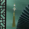 Ventoinha de Bambu Verde Borboleta Pingente de Borla Novo Estilo Estilo Antigo Acessórios Hanfu Estilo Étnico Broche Qipao Feminino 13cm Borla