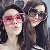 Gafas de sol Kedun 2018 Nuevas de Marco Grande Incrustadas de Diamantes 5702 Cuadradas Versátiles Europeas y Americanas Gafas de Sol Cuadradas de Moda