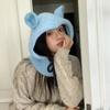 Coreia do Sul Bonito Orelha Balaclava Chapéu Inverno Quente Proteção Orelha Chapéu De Lã Tricotado Pescoço Chapéu De Uma Peça