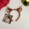 Diadema de Navidad Cabeza de Alce del Bosque Diadema de Cuernos Rojos Pinza para el Cabello Linda para Niñas Accesorios para el Cabello de Navidad para Adultos