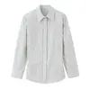 Ropa de Mujer al por Mayor Transfronteriza Primavera 2026 Nueva Moda Elegante Camisa de Popelina Rayada con Solapa y Cinturón