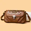 Bolso de Hombro Cruzado de Cuero Suave de Moda Casual para Mujer Gran Capacidad Bolso para Mamá de Mediana Edad Bolso Cuadrado Pequeño Retro