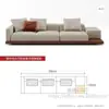 Sofá de nogal estilo japonés wabi-sabi con chaise longue para villas grandes, sofá de esquina de madera maciza creativo para sala de estar con tapicería de tela tecnológica