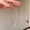 Collar de Plata de Ley S925 Pequeño Cuadrado Estilo Ins Dorado y Plateado para Mujer, Diseño Sencillo de Nicho, Moderno y Versátil