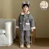 Pijama Infantil Inverno Engrossado Quente Forrado com Fleece Bebê Conjunto de Roupa de Casa Infantil Acolchoado de Três Camadas para Meninos e Meninas
