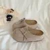 Meia-sapatilha Retro Aumentadora de Altura 2026 Nova Coleção Primavera/Verão com Laço Sola Grossa Sapatos Birkenstock para Mulheres, Mules Fechados Slip-On para Combinar com Vestidos