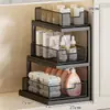 Estante de almacenamiento debajo del mueble del baño, estante multicapa multifuncional para el baño, caja de almacenamiento multicapa extraíble debajo del lavabo