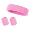 Conjunto de 3 Faixas de Cabeça e Faixas de Suor de Algodão para Corrida Ciclismo Yoga Esportes Pulseira de Pulso Faixa de Cabelo Faixas Suor Atlético Absorção de Umidade