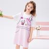 Vestido longo estampado com contraste de cores, moda verão 2025, novo, para meninas, Hello Kitty