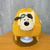 Gorro de lana tejido con protección para los oídos para niños y bebés, transfronterizo, con etiqueta de tela elegante, correas de colores caramelo para niños y niñas