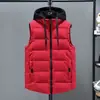 Colete Masculino 2026 Outono Inverno com Capuz Sem Mangas Jaqueta Colete Casual Versátil Top Tamanho Grande Cor Sólida Colete de Algodão