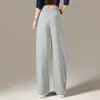 Pantalones deportivos casuales grises de cintura alta, sueltos, rectos, para mujer, nuevos de primavera y otoño 2026, pantalones de pierna estrecha y ancha